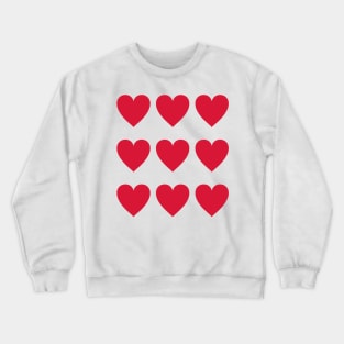 9 red hearts for Valentines day Crewneck Sweatshirt